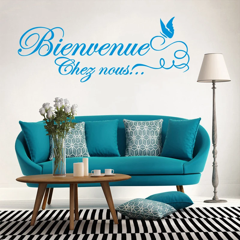 

Stickers French Citation Bienvenue Vinyl Wall Sticker Decal Mural Wall Art Wallpaper for Living Room Home Decor House Decoration