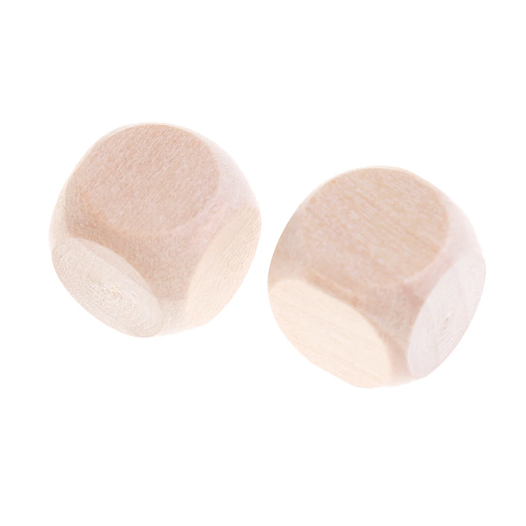 100 Pieces Wooden Blank Six Sided Dices DIY for D&D MTG Board Games Props Camping Hiking Kayaking Party Gaming Supplies