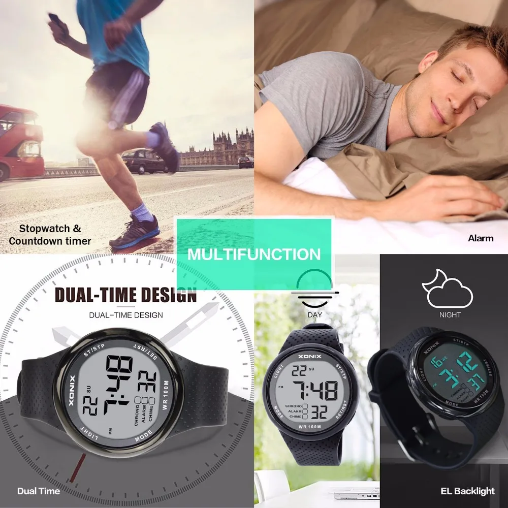 masculino led digital mergulho reloj hombre esporte