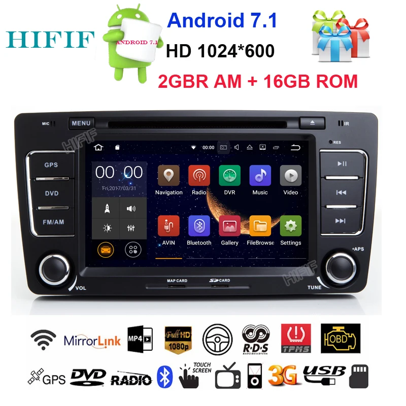 HIFIF 2Din For Skoda Octavia 2 Steering Wheel Android Car DVD
