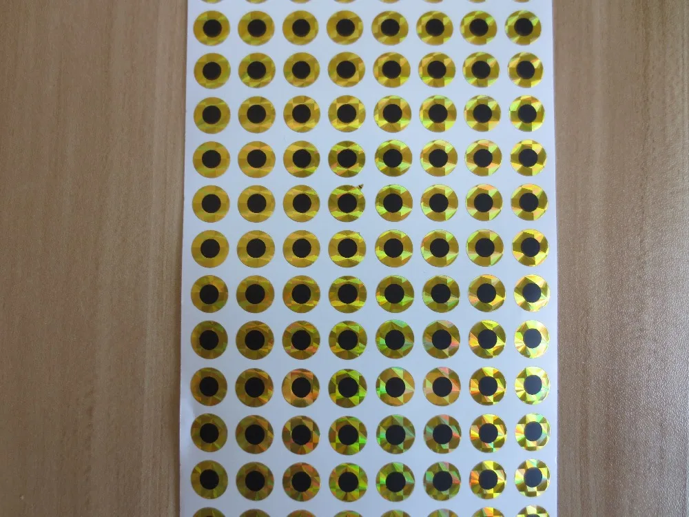 

Plastic Flat Fish Eyes 6mm 7mm 8mm 9mm 10mm Golden 2D Stick-On Lure Eyes
