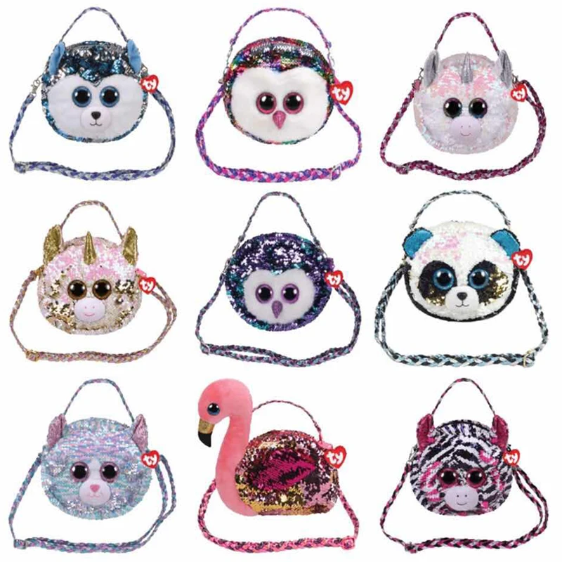 

Ty Fashion Sequin Purse Shoulder Bags Unicorn Owl Penguin Flamingo Toys 20cm With Tag