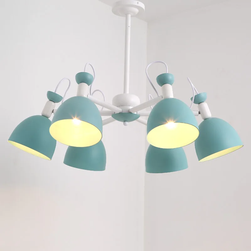 

Modern Design Chandelier Lighting Green Iron Lamp Foyer Living Room Kitchen Loft Lustre Decor Home Light Fixture E27 110-220V