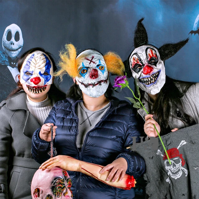 hd horror clown costume mask creepy evil scary halloween clown mask adult ghost party mask supplies