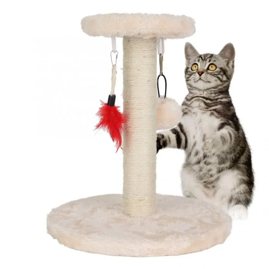 Кошка дерево котенок скалолазание Жевательная скребок Pet альпинист с подвесными игрушками 30 см высота