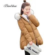 Зимнее пуховое пальто с капюшоном и меховым воротником, длинная теплая Женская куртка с хлопковой подкладкой, Casaco Feminino Abrigos Mujer Invierno, ватные парки 90