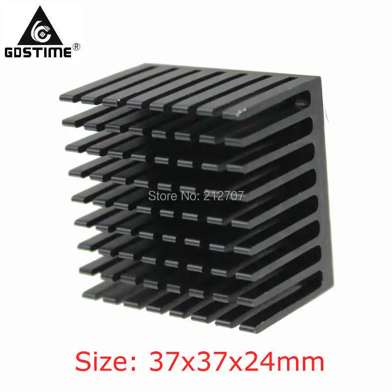 

10 шт./лот Gdstime 37x37x24 мм алюминиевый черный Радиатор охлаждения