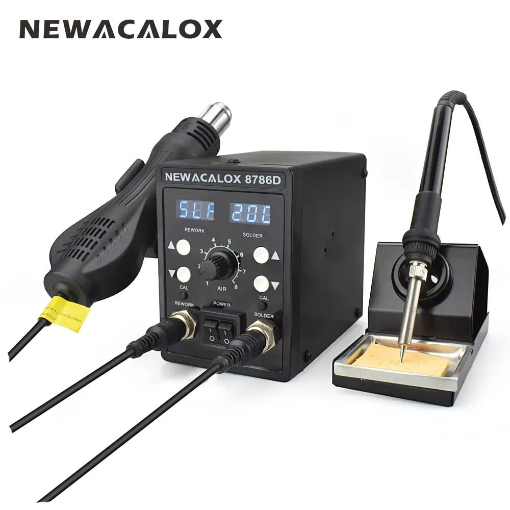 NEWACALOX 8786D 750 W Digital Azul 2 en 1 SMD soldadura Estación de reparación de soldadura de hierro de PCB de desoldadura herramienta - 1