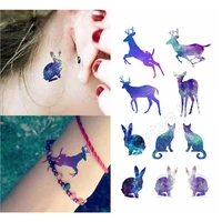 Олень кот», «кролик» ночное изображение животного временная татуировка Стикеры Бесплатная доставка # r136 - изображение