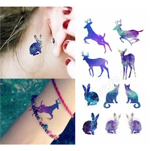 Олень кот», «кролик» ночное изображение животного временная татуировка Стикеры Бесплатная доставка # r136 - изображение