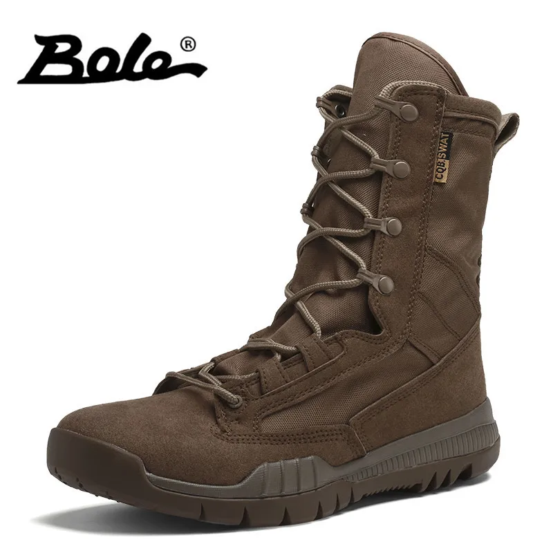 

BOLE Men Boots Shoes Canvas Motorcycle Male Desert Work Ankle Botas Tactical Men's Working Combat Military Stitching Casual Shoe