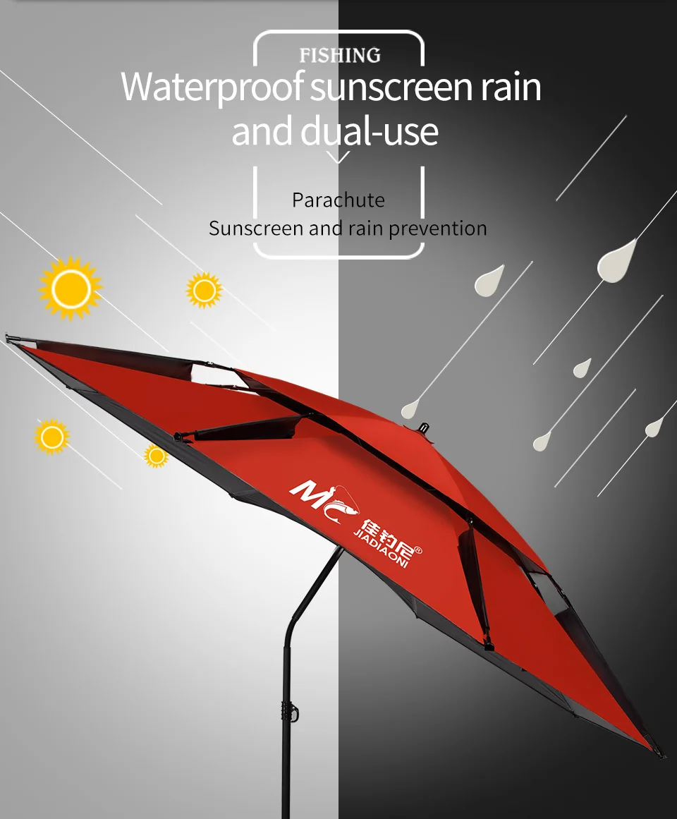 JIADIAONI, 2 м/2,2 м/2,4 м, черная резиновая ткань, для улицы, регулируемый, ультрафиолетовый, защита от солнца, большой зонт для рыбалки, аксессуары