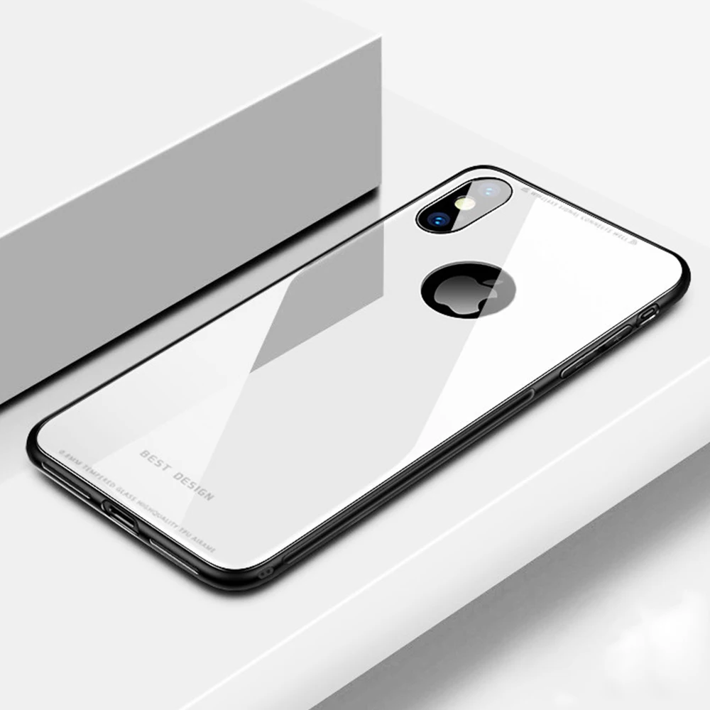 

Tempered Glass Phone Case For iPhone Xr Xs Max X 10 8 7 6 6s Plus Slim Soft TPU Capa Edge Silicone Glass Coque For iPhone Xs Max