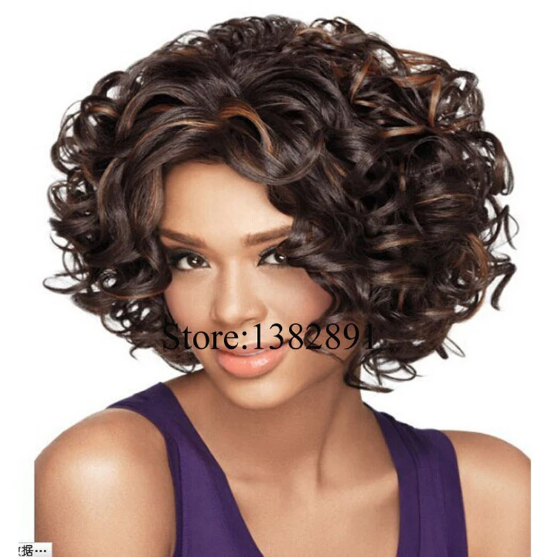 Sherri Shepherd Hairstyle Short Curly Synthetic Hair Wigs For African