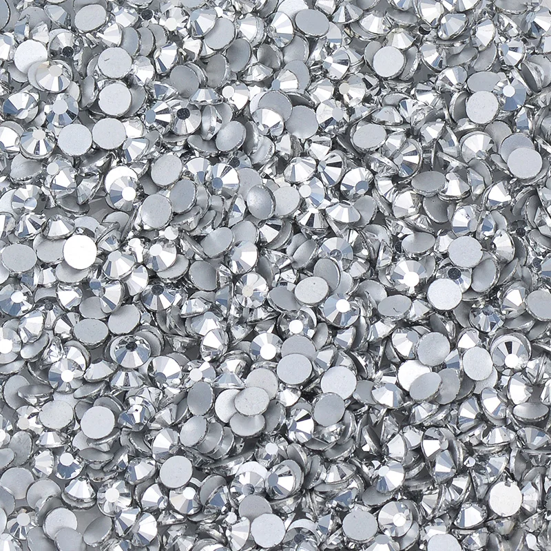 JUNAO SS 6 8 10 12 16 20 стеклянные кристаллы Silve Стразы для ногтей с плоской задней