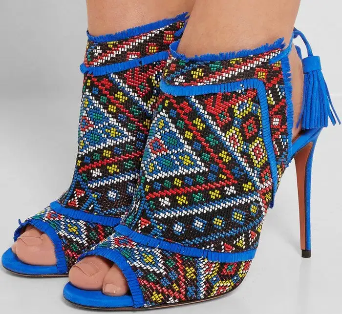 

Colore misto Totem Donne Lace Up Sandali Delle Signore Peep Toe Slingback Tacchi Alti Blue Suede Leather Stiletto Sexy Scarpe Pa
