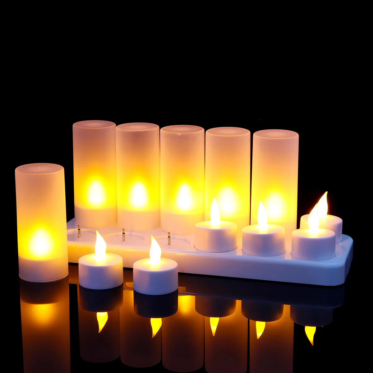 Светодиодная перезаряжаемая Свеча 12 шт., лампа с пламенем, мигающий чайный свет, украшение для дома, свадьбы, дня рождения, вечеринки, 220 В, с вилкой AU