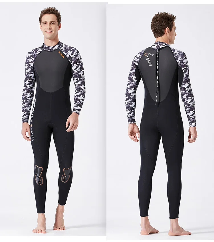 DIVE&SAIL Men Women One-piece Camo Wetsuits 3mm Neoprene+Shark Skin+Lycra Swimming Surfing Diving Suits High Elastic Swimwear