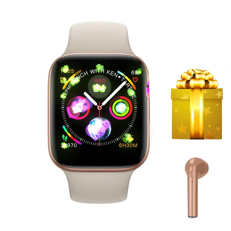 

44mm IWO8 women smartwatch relogio smart watch men rose gold series 4 with heart rate monitor support answer reject call clock
