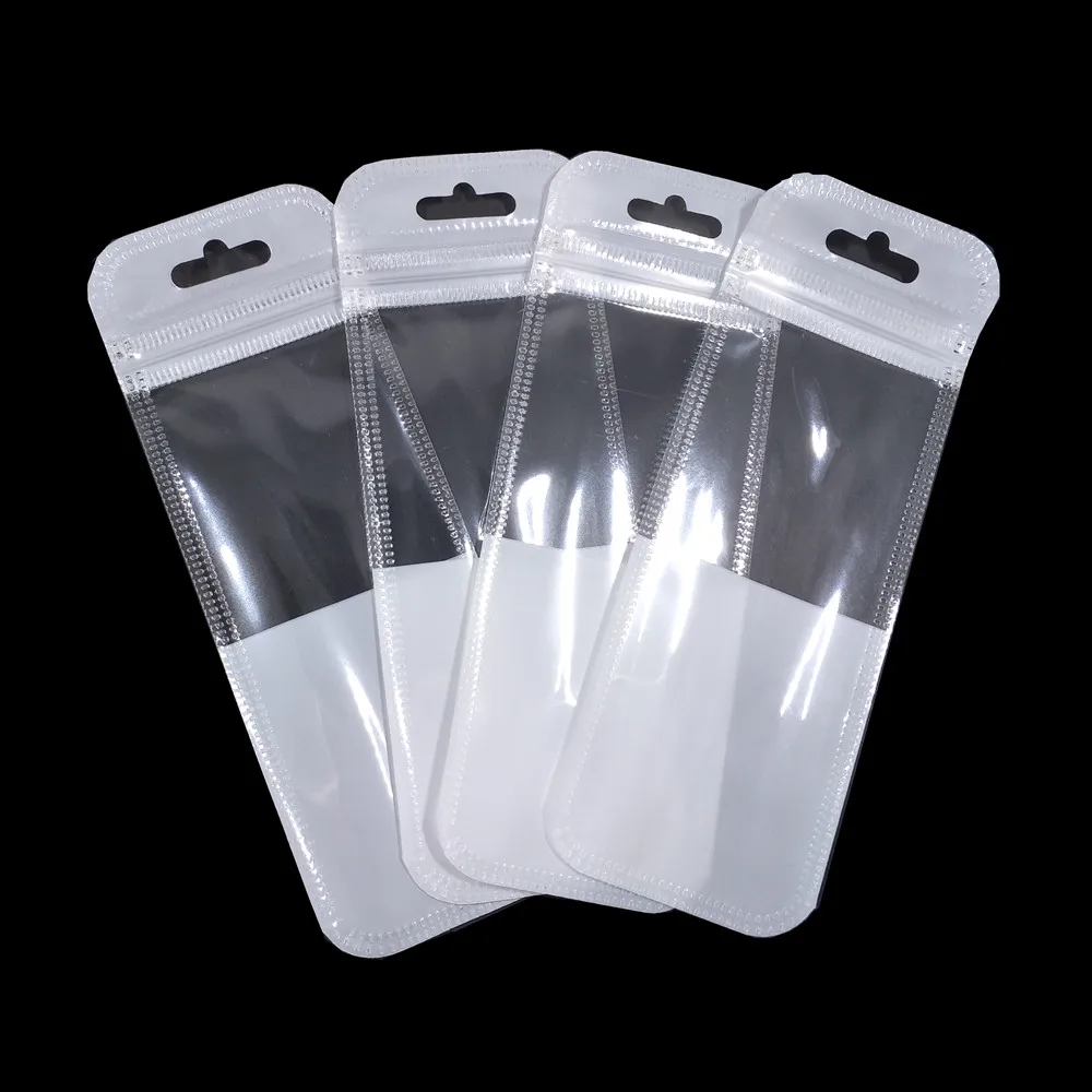 Самоуплотняющаяся Пластиковая Сумка-посылка на молнии с отверстием для подвешивания, 9 размеров, упаковка для электронных аксессуаров, сумки для хранения ювелирных изделий - Цвет: White