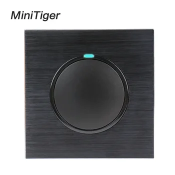 

Minitiger Luxury 1 Gang 1 Way Random Click On / Off Wall Light Switch With LED Indicator Black Aluminum Metal Panel