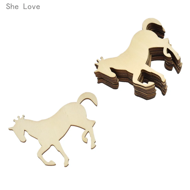 

She Love 10pcs Unicorn Shape Wood Chip Wedding 1st Birthday Party Tags Decor Supplies DIY