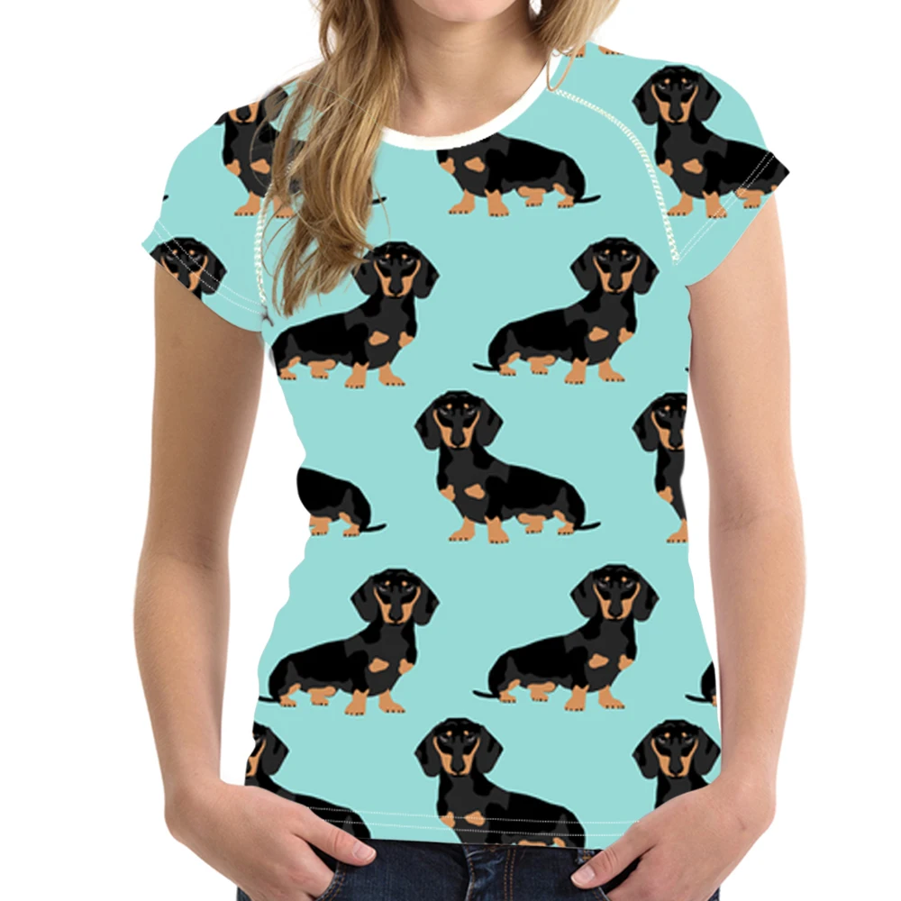 Бесшумная женская футболка Забавный принт Doxie Dog такса Женская Повседневная Harajuku