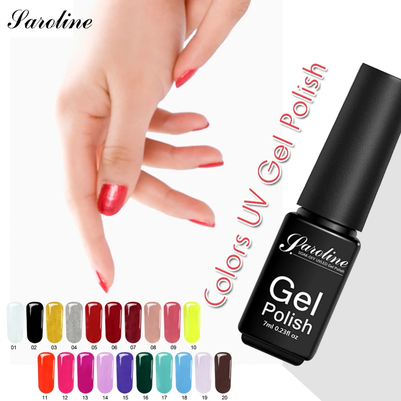 

Saroline Semi Permanent Colorful Candy Colors Gel Lacquer Soak Off UV Nail Gel Varnish Glitter Hybrid 29 Colors Nail Gel Polish