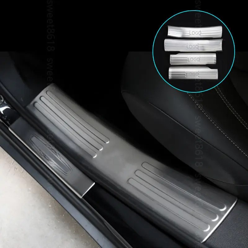 

4pcs Car Door Sill Scuff Plate Cover Trim Stainless Pad For Jeep Cherokee 2014-2017