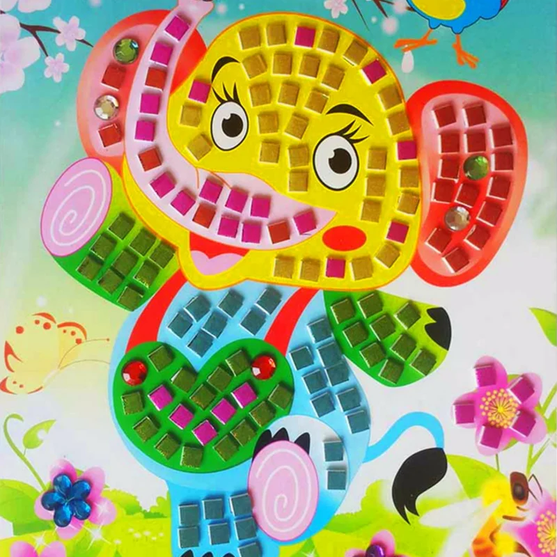 Милый мультфильм мозаика наклейки головоломки Блестящий эва детский сад для DIY художественных промыслов обучения детей развивающие