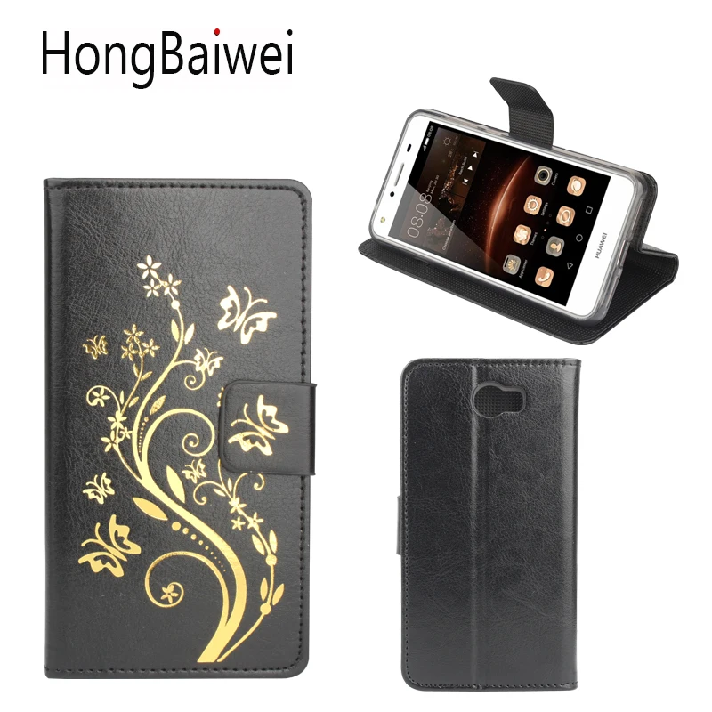 

For Huawei Y5 II Case Luxury Brand Flower Henna Clear Flip Leather Wallet Phone Bag Case for Huawei Y5 II