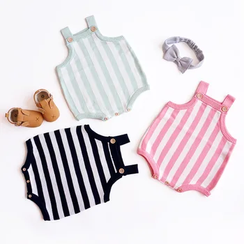 

Baby Girl Bodysuits Jumpsuit Soft Baby Boy Knitted Overall 12 Stitches Double-decker Jacquard Sleeveless Infant Newborn Bodysuit