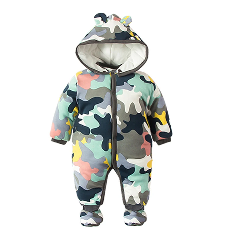 

NEW Baby Rompers Winter Thick Warm Baby boy Clothing Camo Long Sleeve Hooded Jumpsuit Kids Newborn Outwear for 0-12M