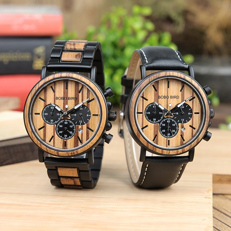 BOBO BIRD Wooden Men Watch Relogio Masculino Luminous Luxury Top Brand Chronograph Watches erkek kol saati Drop Shipping