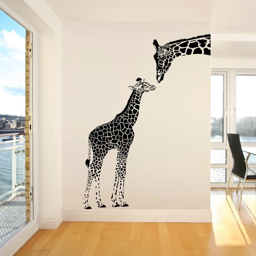 Günstige ZN N194 GIRAFFE UND BABY GIRAFFE wandaufkleber tiere vinyl Wandkunst Kindergarten Mädchen Wandaufkleber Aufkleber für Kinder zimmer