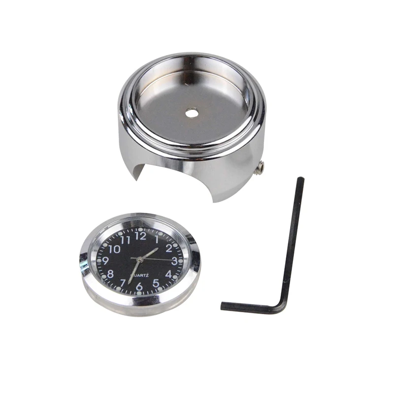 

7/8" Motorcycle Handlebar Black Dial Clock Temp Thermometer For Harley Honda and BMW