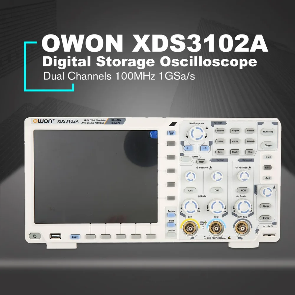 

OWON XDS3102A Dual Channel Deep Memory LCD Display Digital Storage Oscilloscope Scopemeter Scope Meter 100MHz 1GSa/s