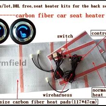 100 компл./лот, DHL бесплатно, сиденье из углеродного волокна комплект подогревателей для заднего сиденья автомобиля с поворотным переключателем