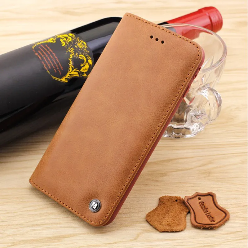 

Luxury Original Brand Vintage Genuine Cattle Leather Adorption Flip Cover Cases For iPhone X 8 7 Plus Case With Kickstand