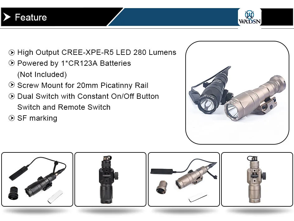 WADSN тактические факелы M300 M300B мини Softair Scout светильник винтовка страйкбол флэш-светильник 280 люмен светодиодный фонарь пистолетный оружейный светильник s