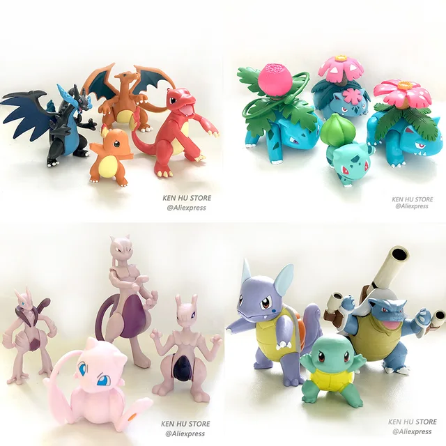 Best Price Evolution group Mewtwo Charizard Venus Blastoise anime action toy figures Collection model toy Car decoration toy pks