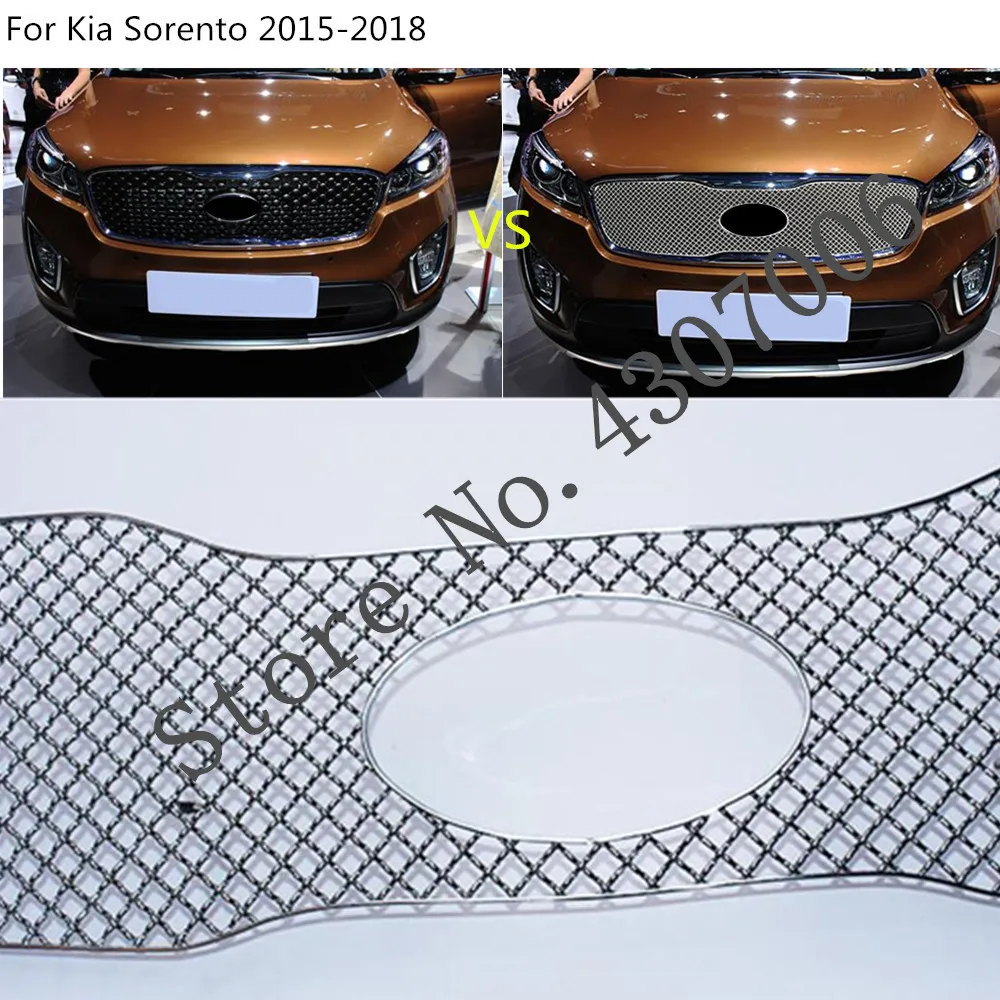 Корпус автомобиля Стайлинг Обложка детектор металлической отделкой спереди до сетки гриль решетка Гонки 1 шт. для Kia Sorento