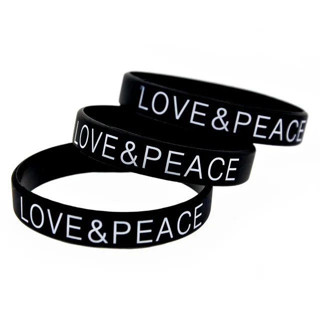 Onebandahouse 1pc Love And Peace Silicone Wristband Printed Logo Onebandahouse 1pc Love And Peace Silicone Wristband Printed Logo Bracelet