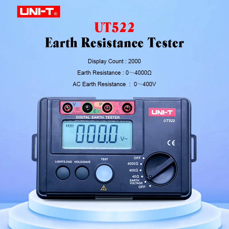 Tester com Data Uni-t Digital Terra Medidor 0-400 v 0-4000 Ohm ac Isolamento Resistência Hold & Lcd Backlight Display Ut522