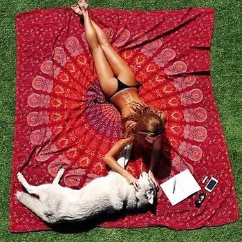 

2016 Summer Large Shawl Chiffon Square Beach Towels Bohemian Style Printed Round Beach Towel Circle Toallas Serviette De Plage