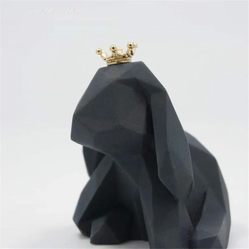 Геометрические миниатюрные фигурки кролика Художественная Скульптура 3D Животные, статуэтки гипсовые ремесла автопарфюм Автомобильная интерьерная декорация R537