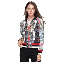 Floral Bomber Jacket Women Spring Embroidered Print Tiger Thick Long Sleeve Sequin Zipper Boho Chic Zipper Brand Streetwear Coat