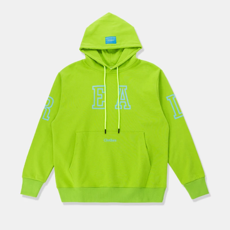 2018 New Trendy Fluorescent Green Hoodies 2018 Fleece Thick Casual ...