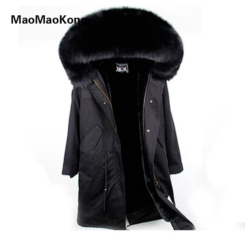 Maomaokong 2018 модное зимнее пальто для девочек с длинным натуральным лисьим мехом и