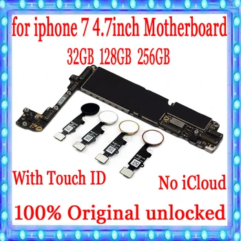 

For iPhone 7 4.7inch Motherboard 32GB / 128GB / 256GB,100% Original Unlocked MainBoard With Touch ID/Without Touch ID +Chips